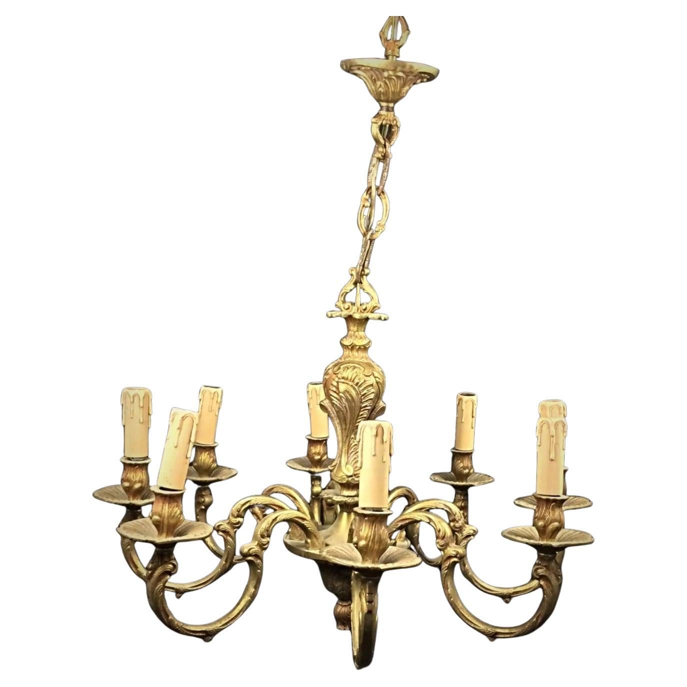 Antique Louis XV Style 8-Branch Chandelier – Solid Bronze - 2Y265