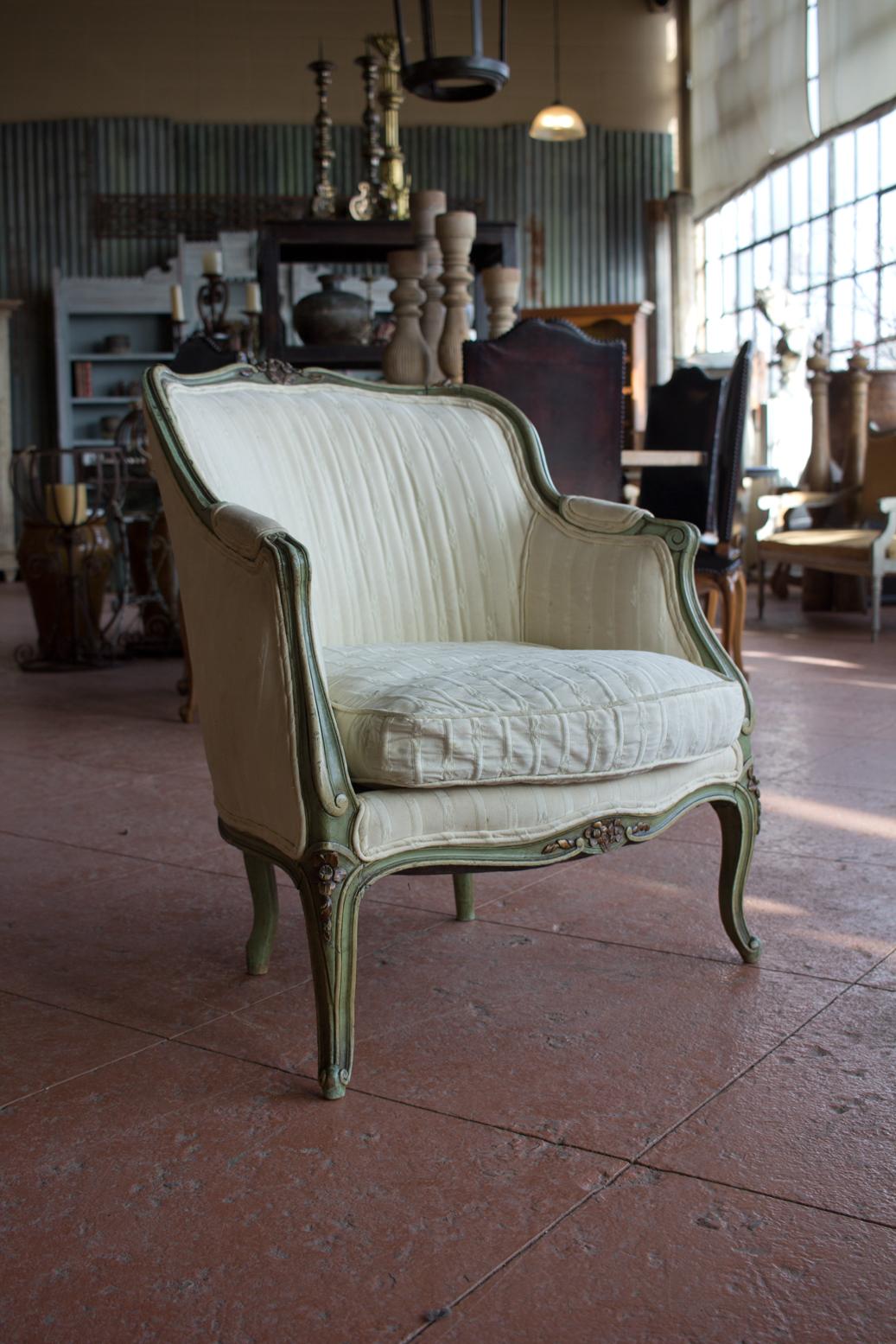French Antique Louis XV Style Bergère Chair
