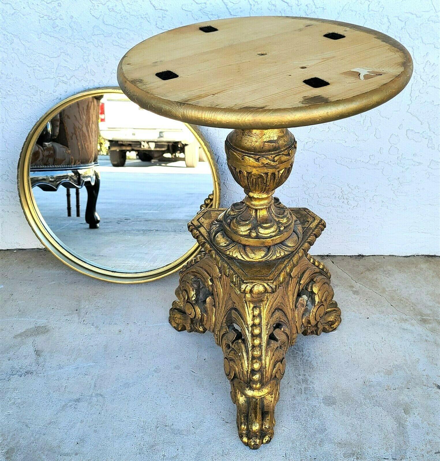 Offering one of our recent Palm Beach estate fine furniture acquisitions of an
antique rococo Louis xv brass wrapped gilt side accent table with metal mirrored serving tray
The tray is removable for serving and looks to have been added later along