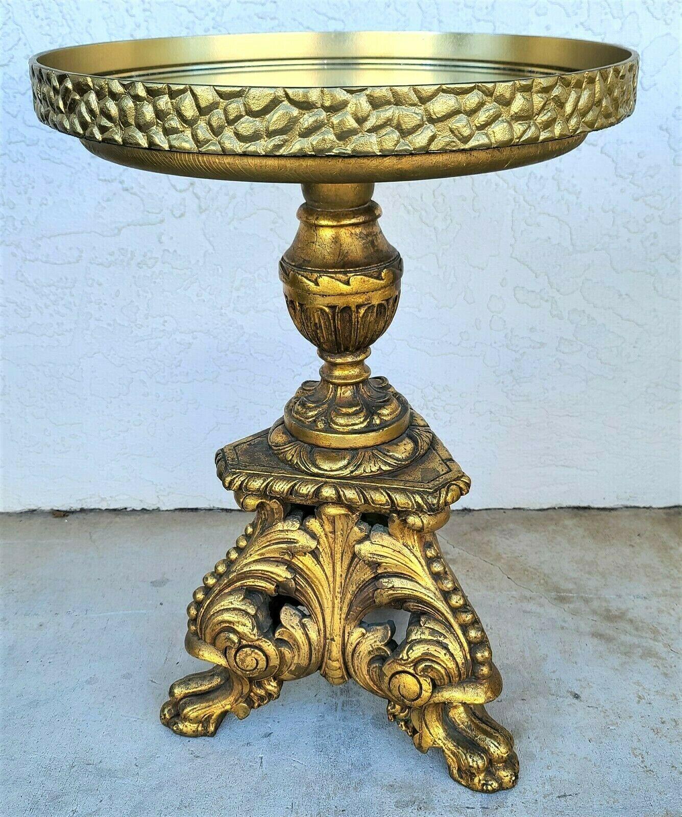 20th Century Antique Louis XV Style Brass Wrapped Gilt Side Accent Table with Serving Tray For Sale