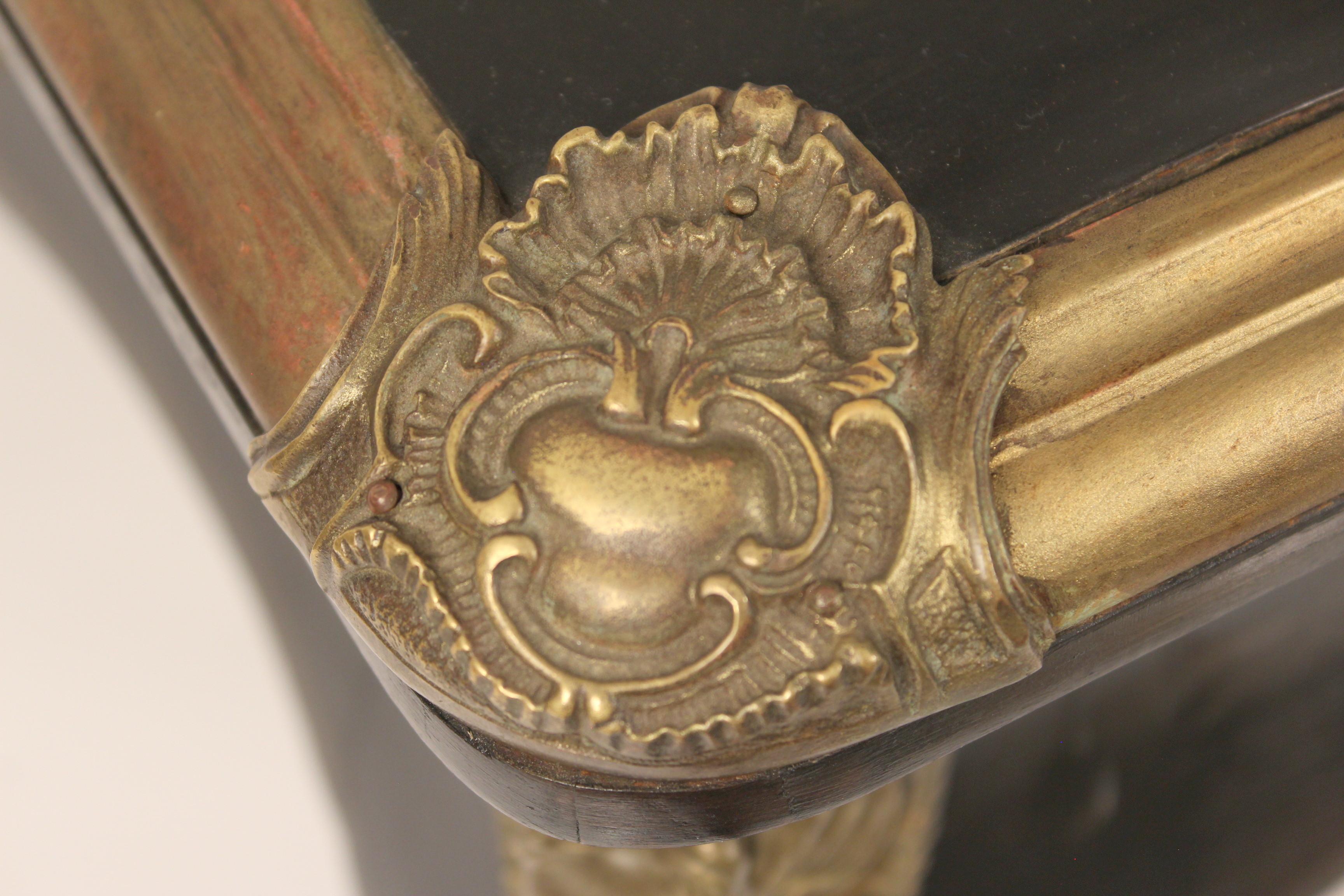 Antique Louis XV Style Bronze Mounted Black Lacquer Bureau Plat 1