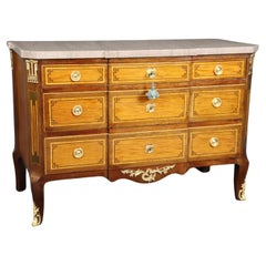 Antique Louis XV Style Bronze Mounted Marble Top Commode