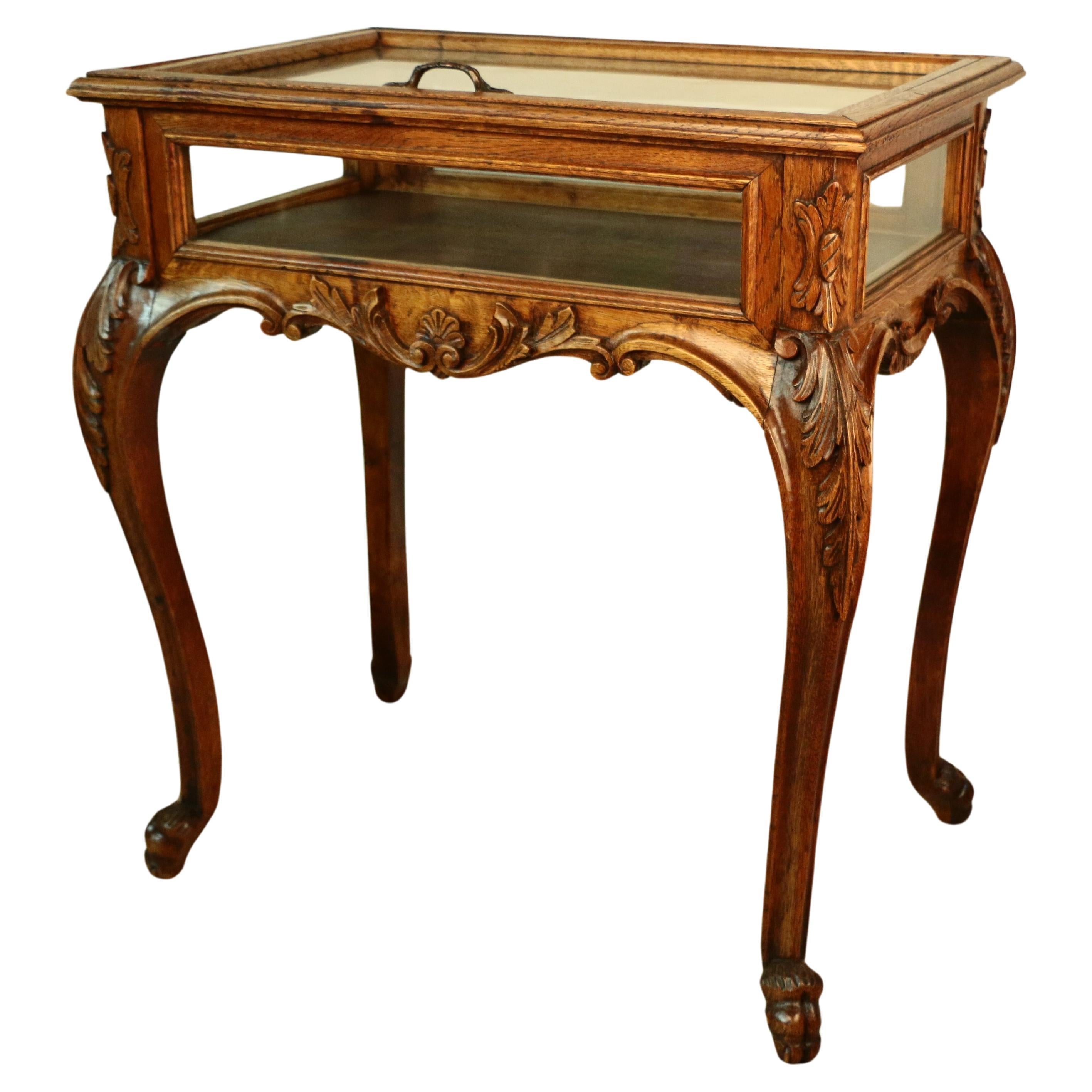 Antique Louis XV Style Carved Oak Bijouterie Table