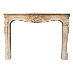 Antique Louis XV Style Carved Sarrancolin Marble Mantel