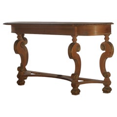 Antique Louis XV Style Carved Walnut Console Table with Scroll Form Legs C1910