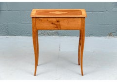 Antique Louis XV Style Cherry Wood Dressing Table Marquetry Inlaid Top