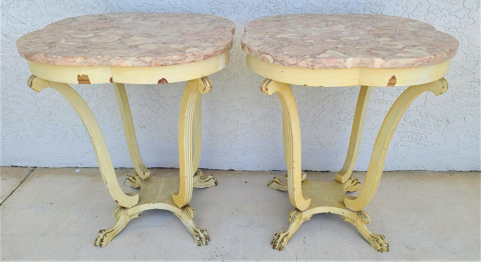 Antique Louis XV Style Claw Footed Marble Side Tables Nightstands, A Pair For Sale 2