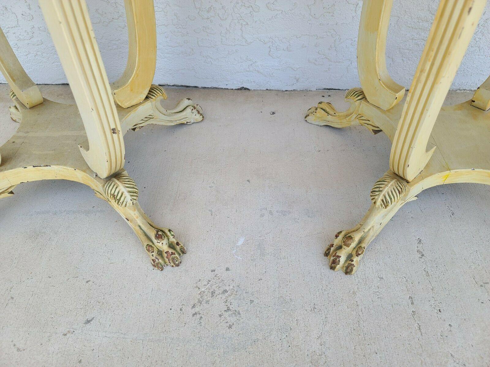 Antique Louis XV Style Claw Footed Marble Side Tables Nightstands, A Pair For Sale 3