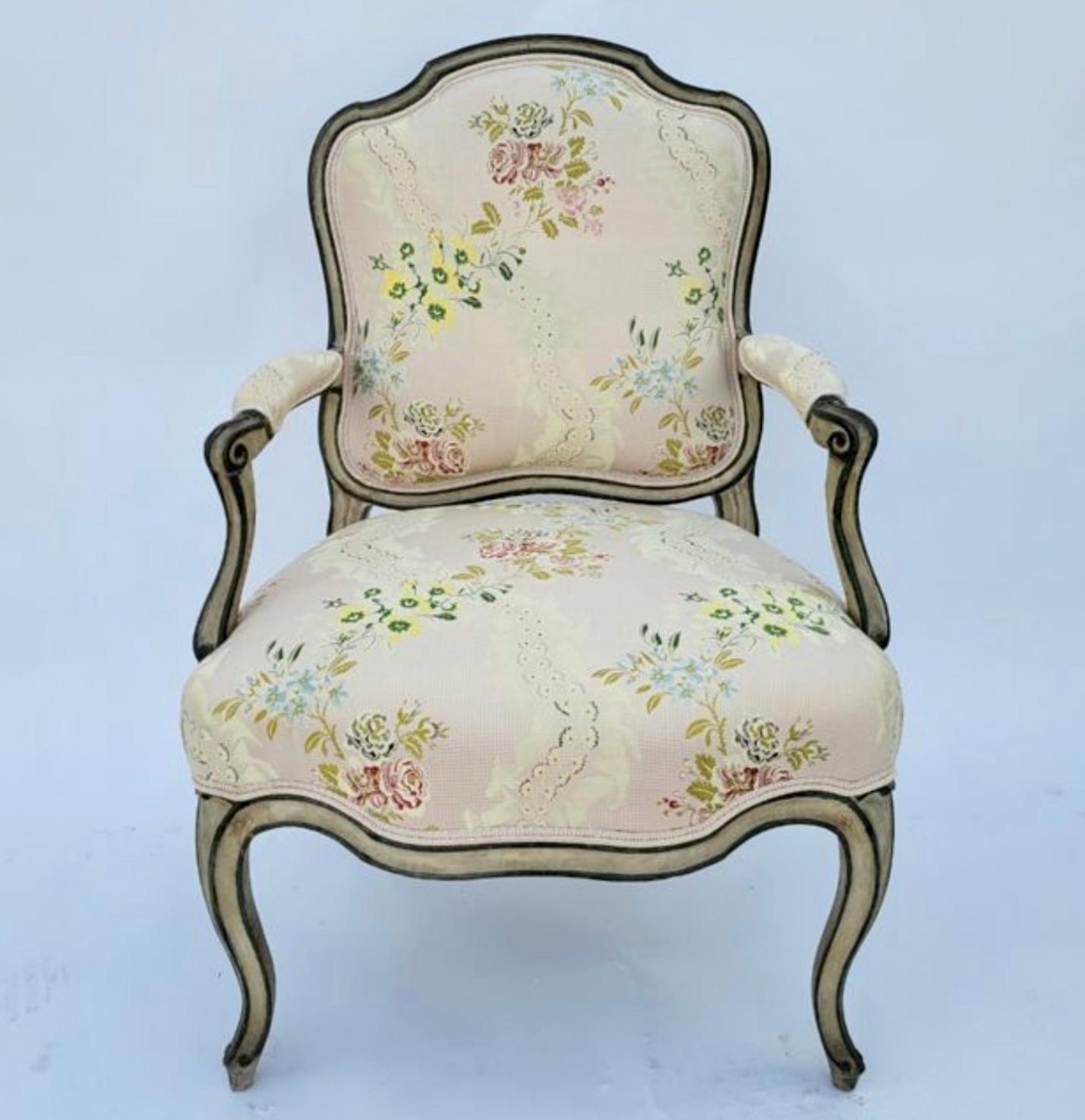 Antique Louis XV Style Fauteuil Arm Chair In Good Condition For Sale In LOS ANGELES, CA