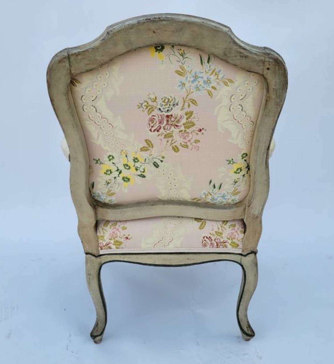 19th Century Antique Louis XV Style Fauteuil Arm Chair For Sale