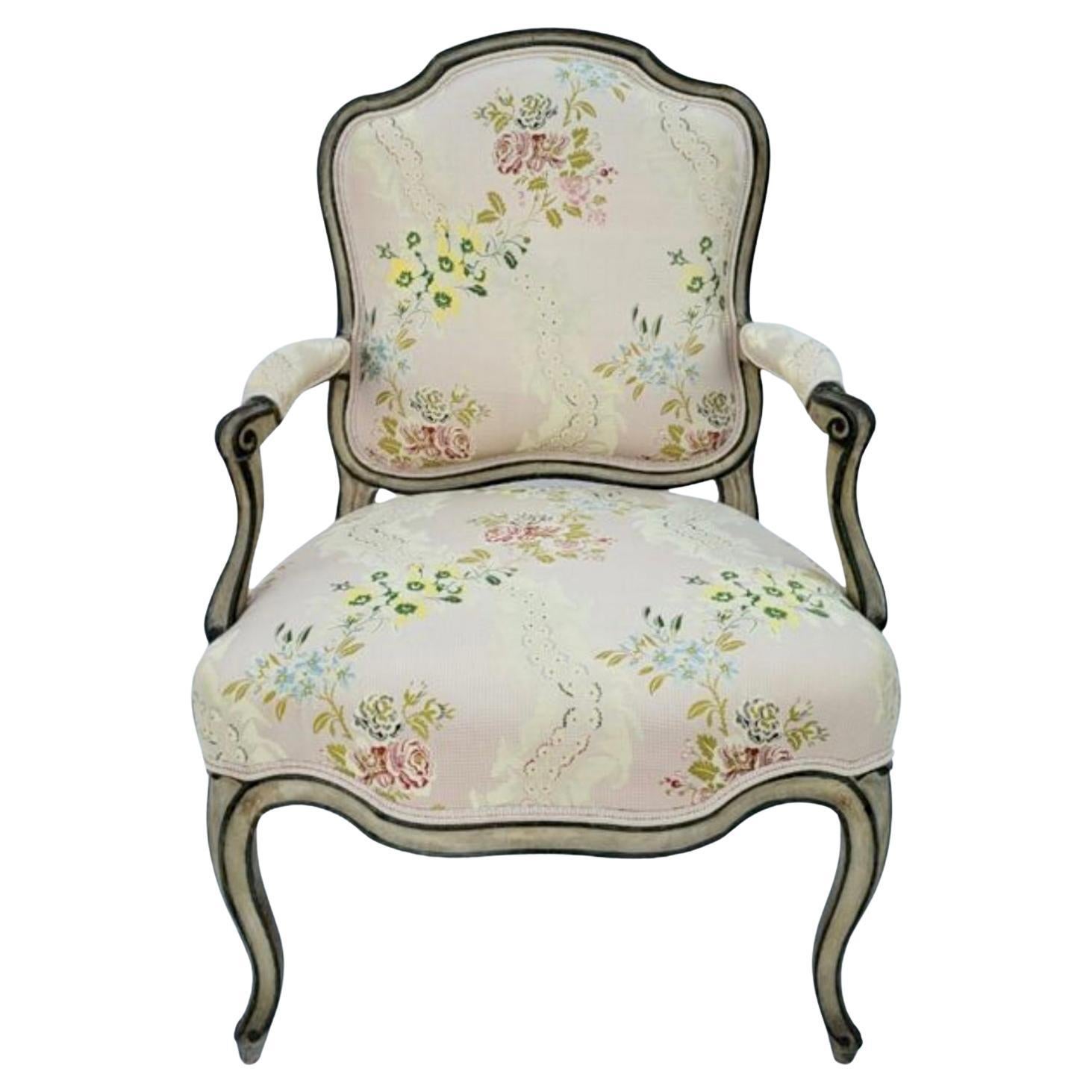 Antique Louis XV Style Fauteuil Arm Chair For Sale