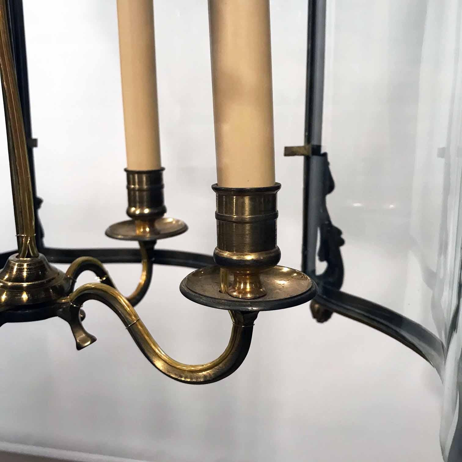 Antique Louis XV Style Five-Panel Bronze Hall Lantern 4