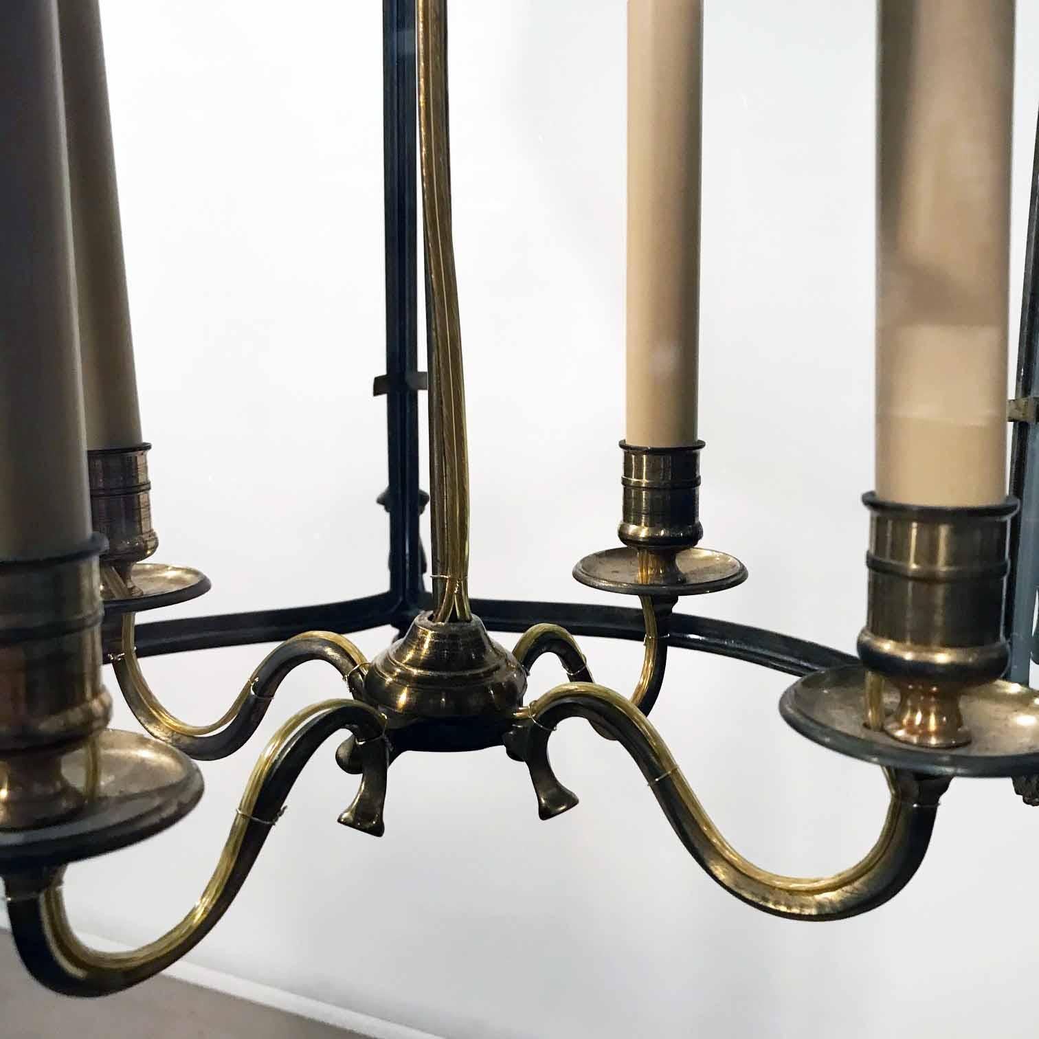 Antique Louis XV Style Five-Panel Bronze Hall Lantern 5