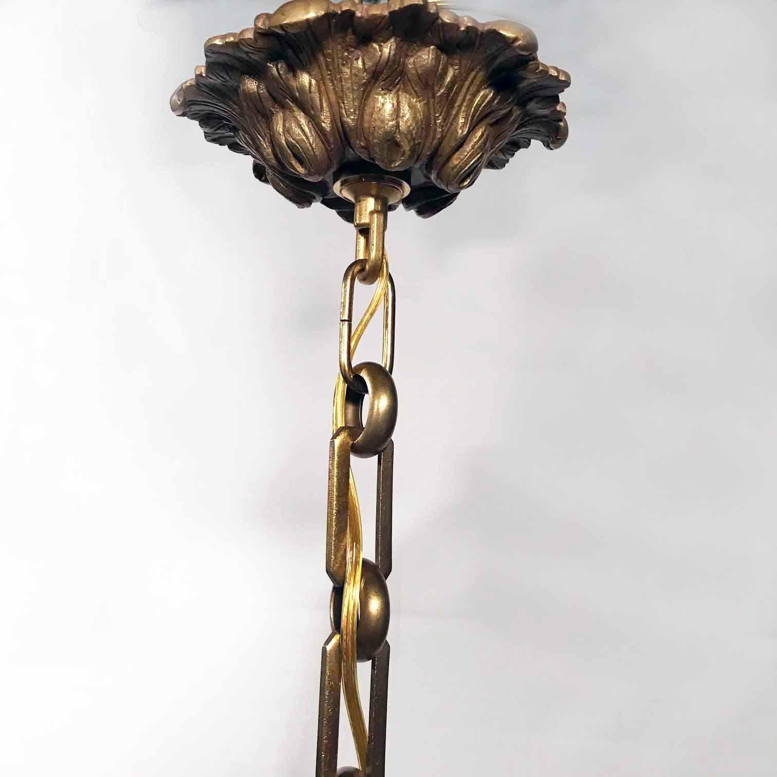 Antique Louis XV Style Five-Panel Bronze Hall Lantern 1
