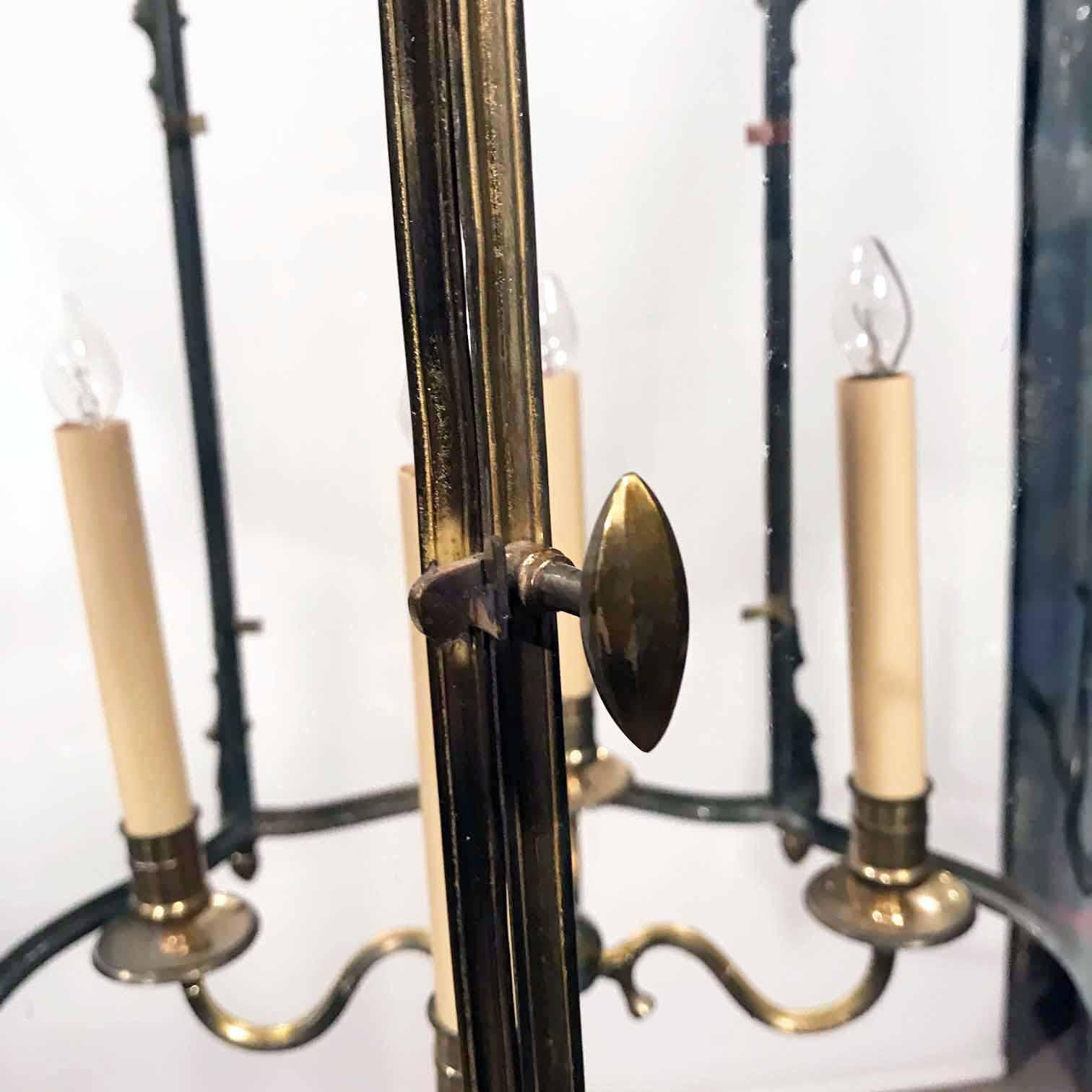 Antique Louis XV Style Five-Panel Bronze Hall Lantern 2