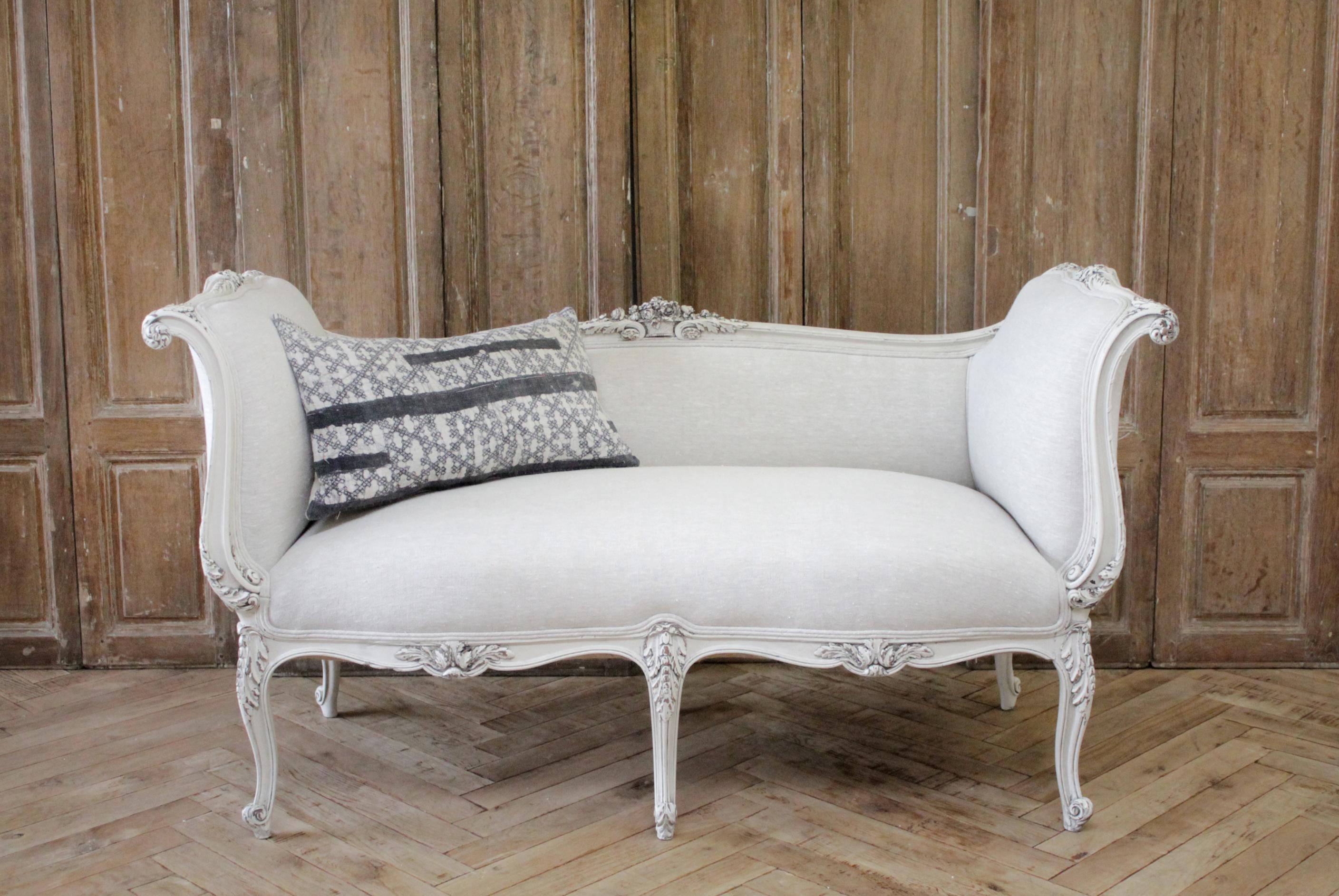 Antique Louis XV Style French Carved and Upholstered Settee Bench 5