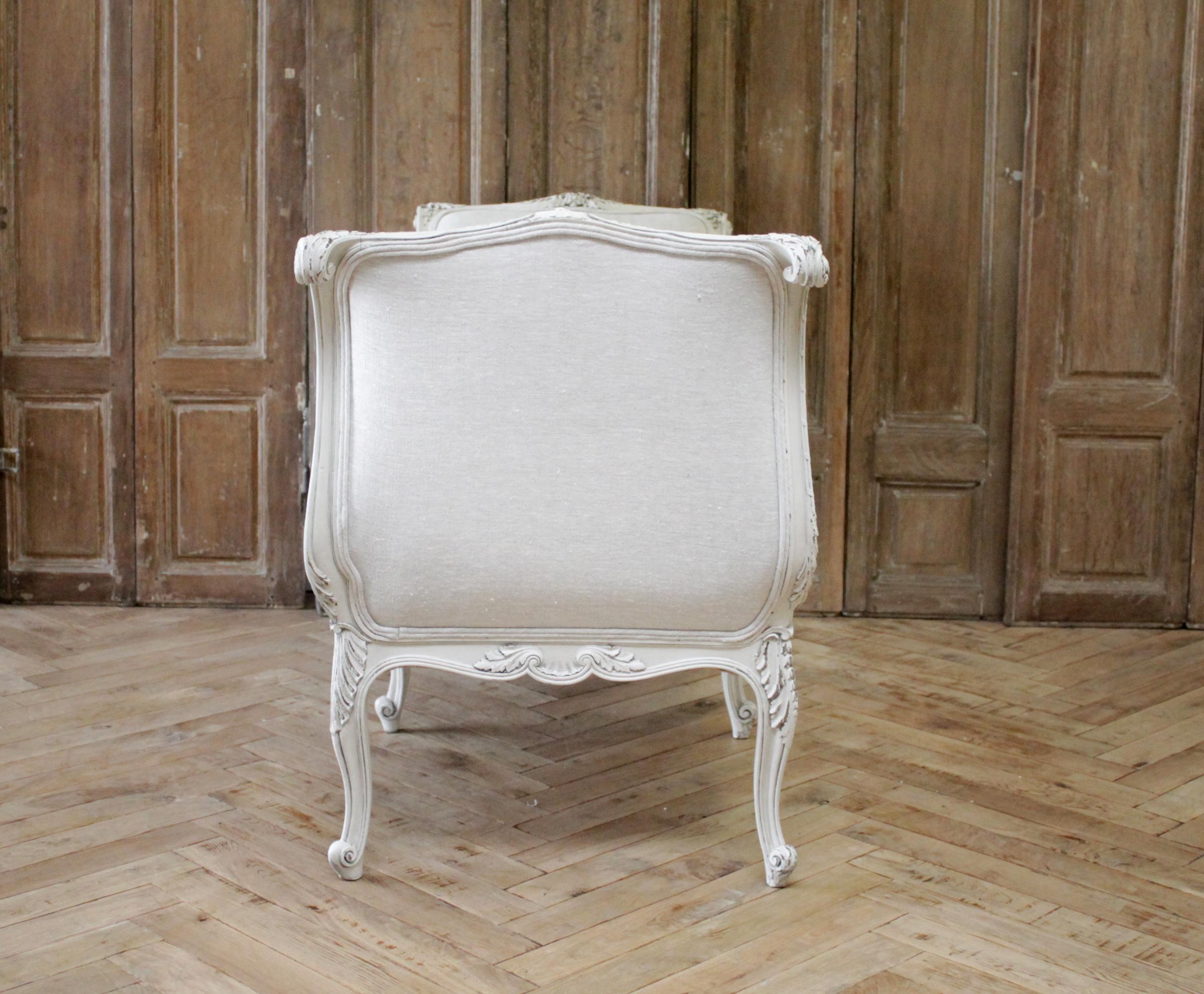 European Antique Louis XV Style French Carved and Upholstered Settee Bench