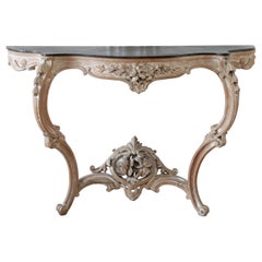 Antique Louis XV Style French Carved Console Wall Table
