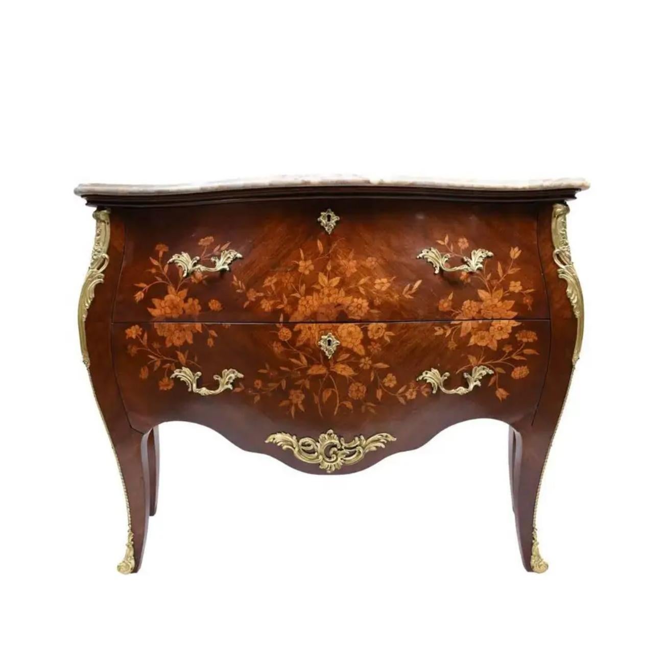 Antique Louis XV-Style Commode with Marble Top: Elegance Restored In Good Condition For Sale In Los Angeles, CA