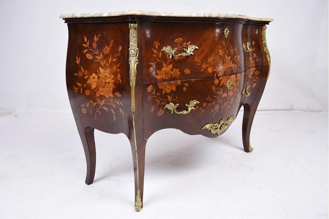 Fruitwood Antique Louis XV-Style Commode with Marble Top: Elegance Restored For Sale