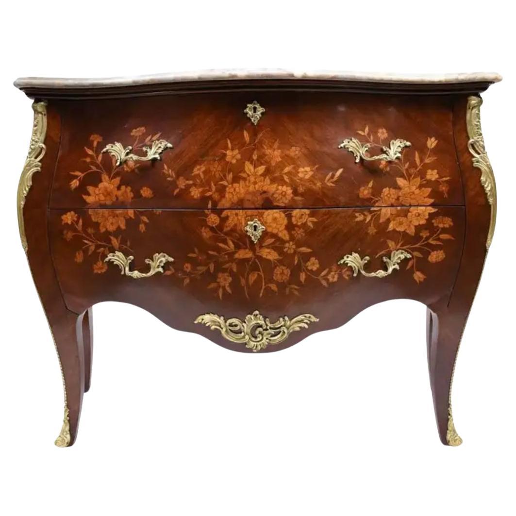 Antique Louis XV-Style Commode with Marble Top: Elegance Restored For Sale