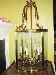 Antique Louis XV Style Gilt Brass Lantern Chandelier
