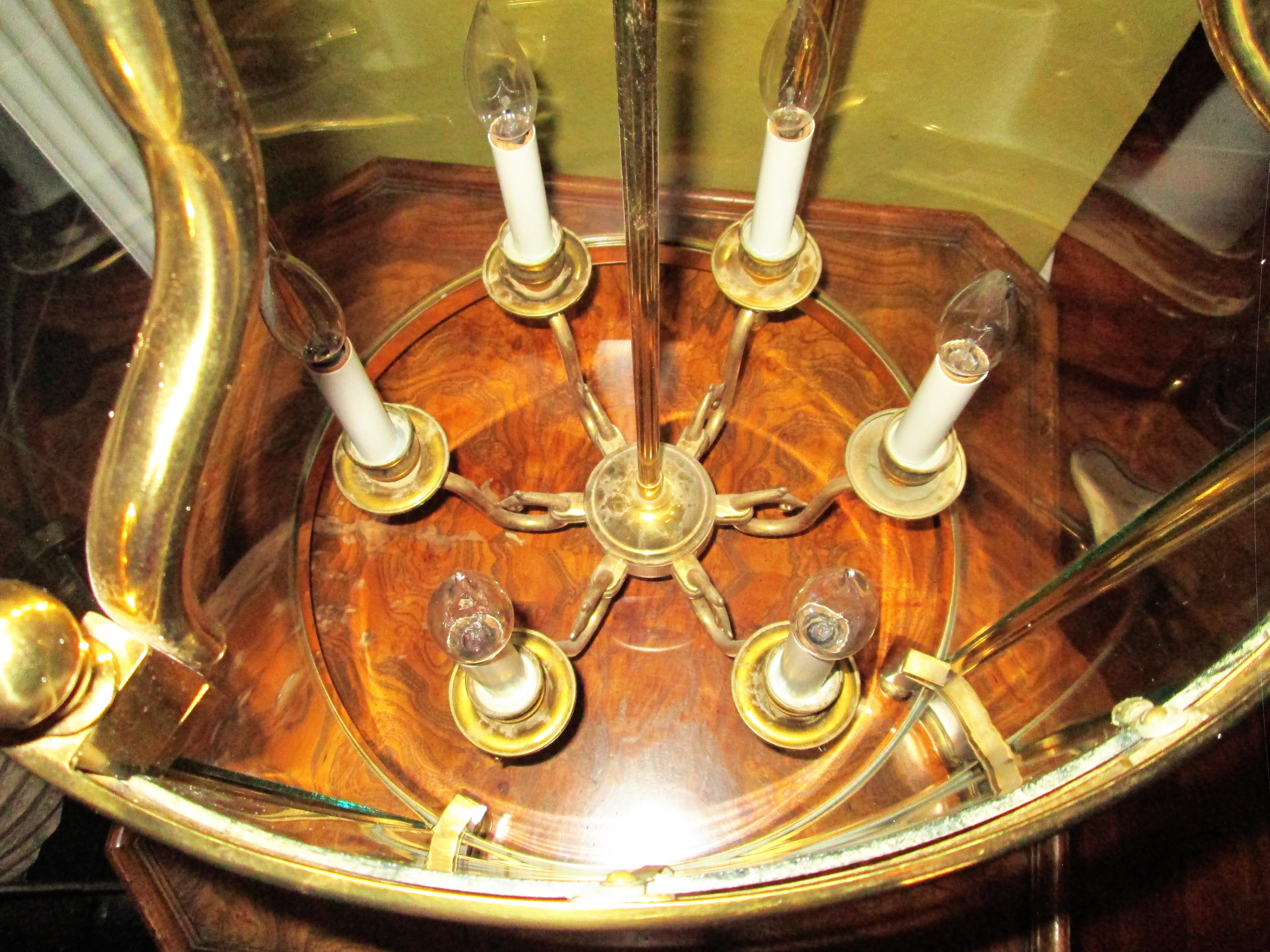 20th Century Antique Louis XV Style Gilt Brass Lantern Chandelier