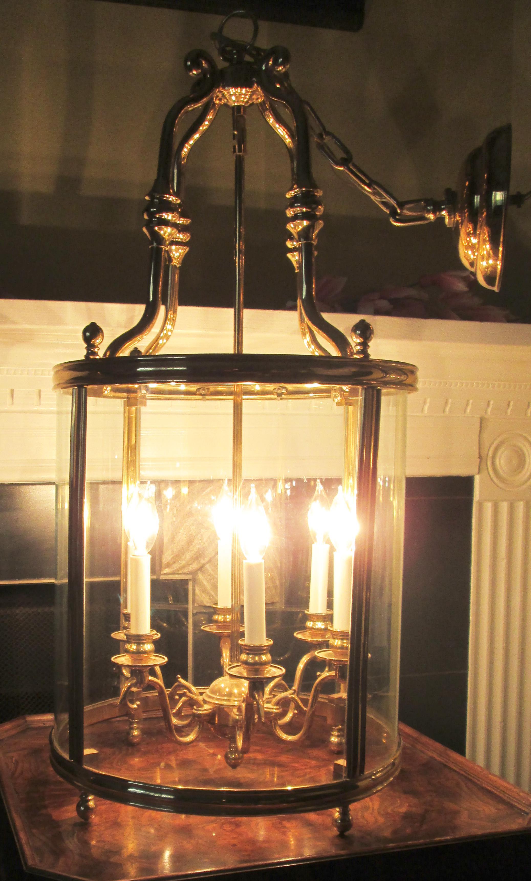 Antique Louis XV Style Gilt Brass Lantern Chandelier 1