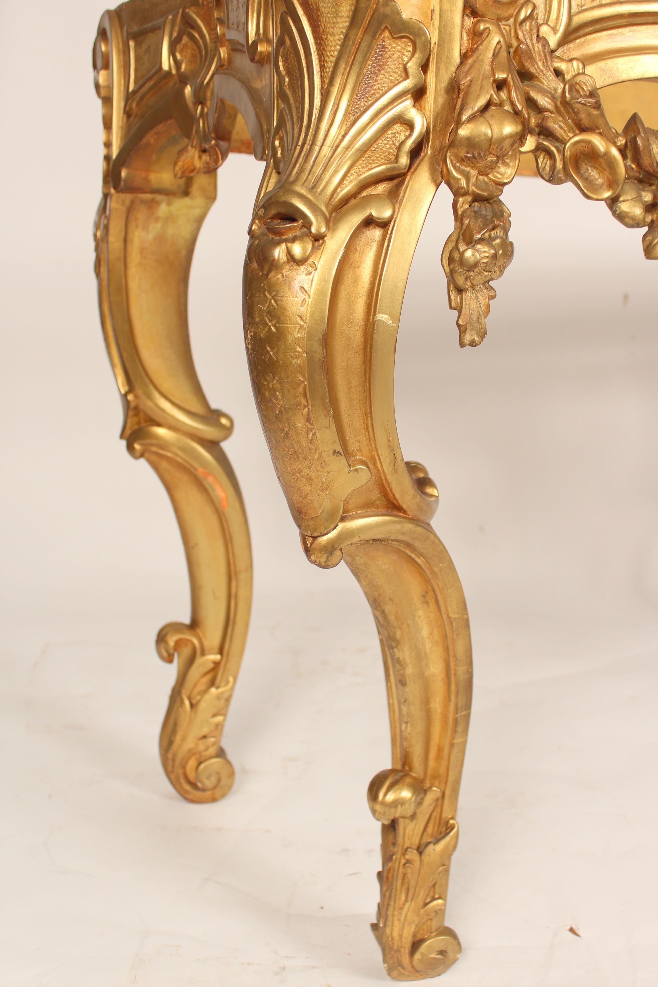 19th Century Antique Louis XV Style Gilt Wood Console Table