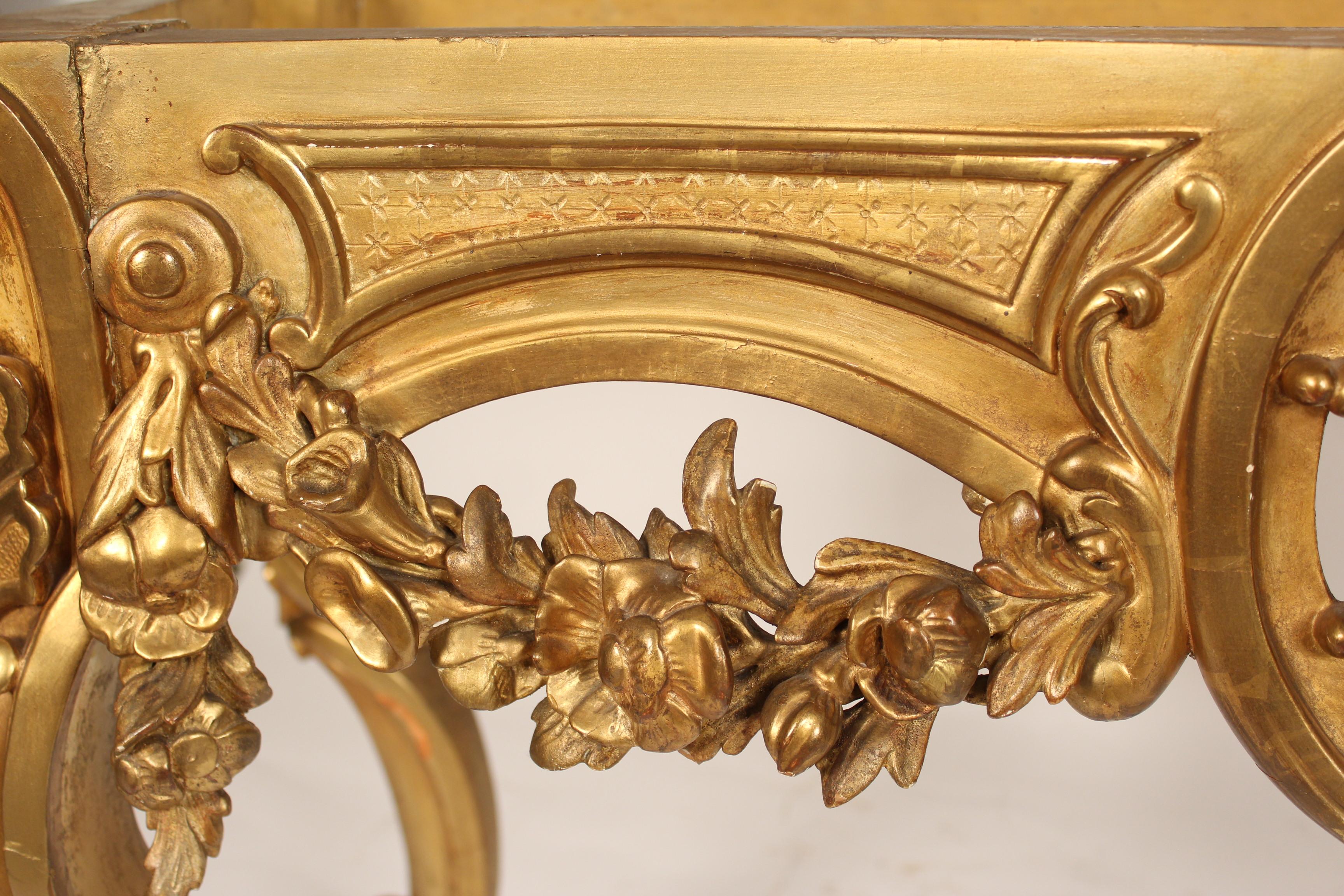 Gesso Antique Louis XV Style Gilt Wood Console Table