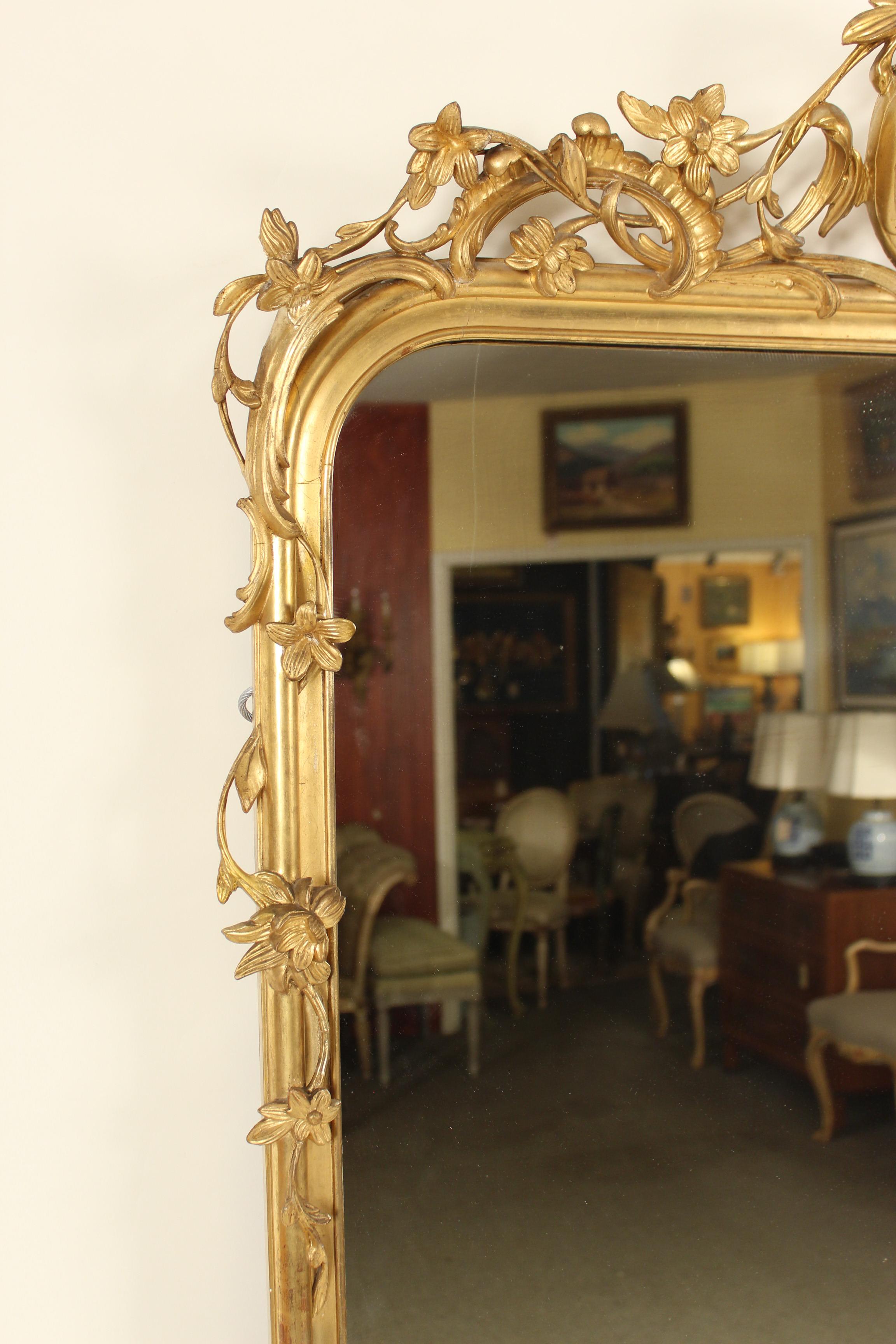 19th Century Antique Louis XV Style Giltwood Mirror