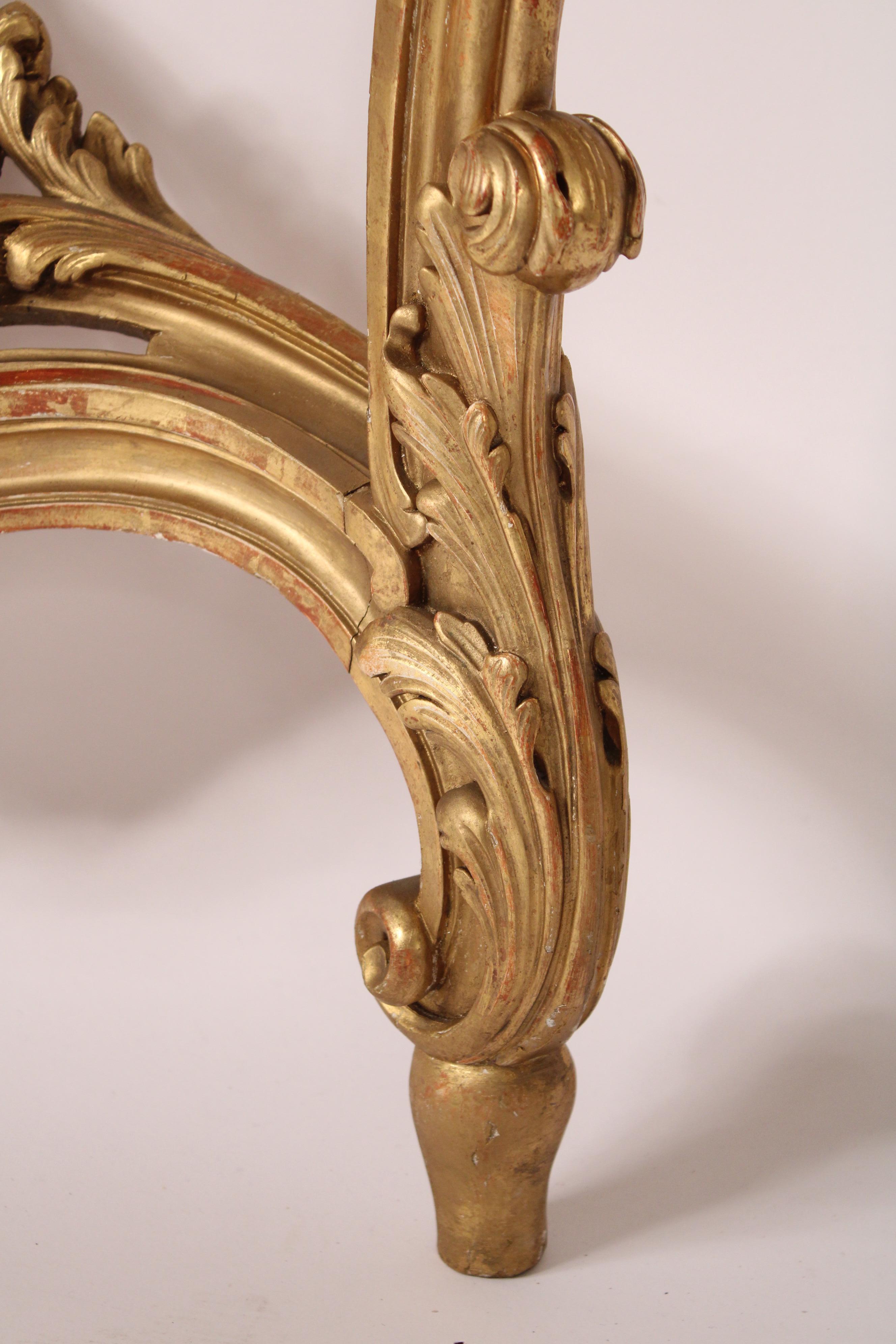 Antique Louis XV Style Giltwood Console Table For Sale 5