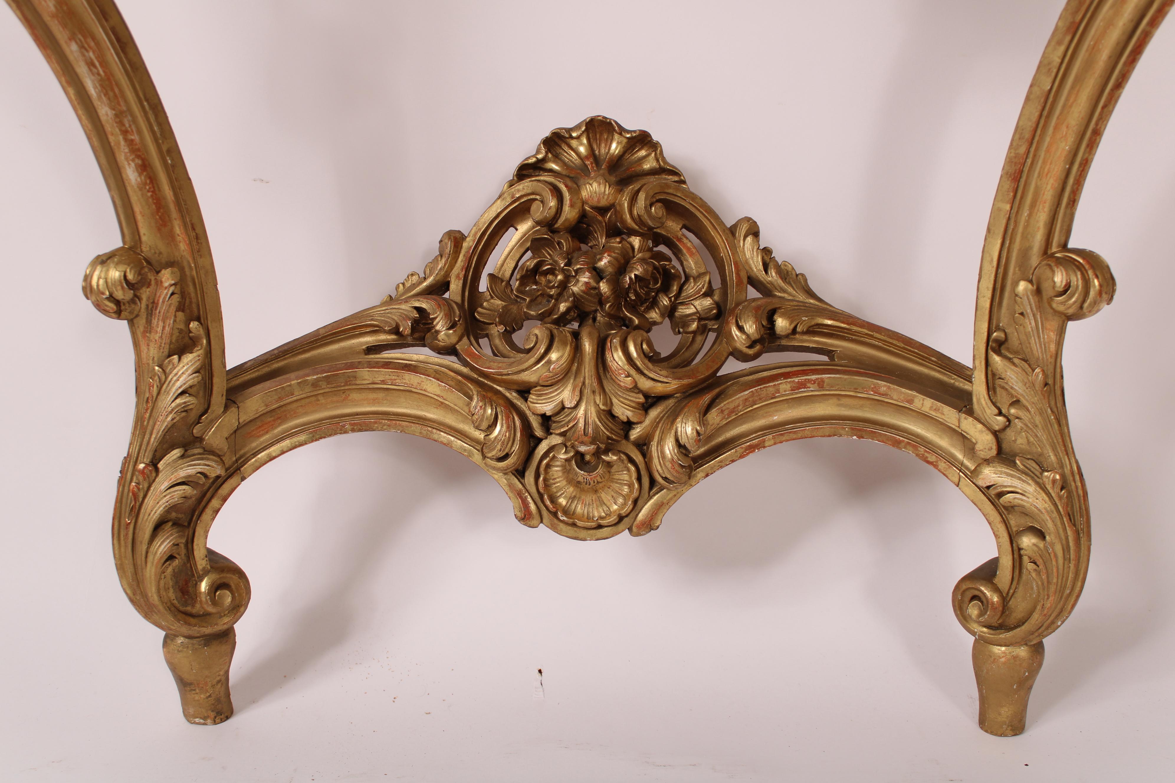 Antique Louis XV Style Giltwood Console Table For Sale 6