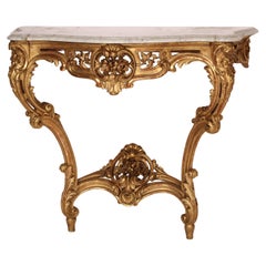 Antique Louis XV Style Giltwood Console Table