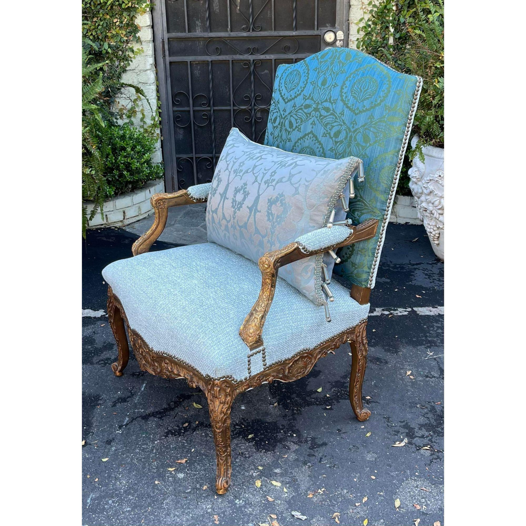 Antique Louis XV Style Giltwood Fauteuil Arm Chair, 19th Century 1