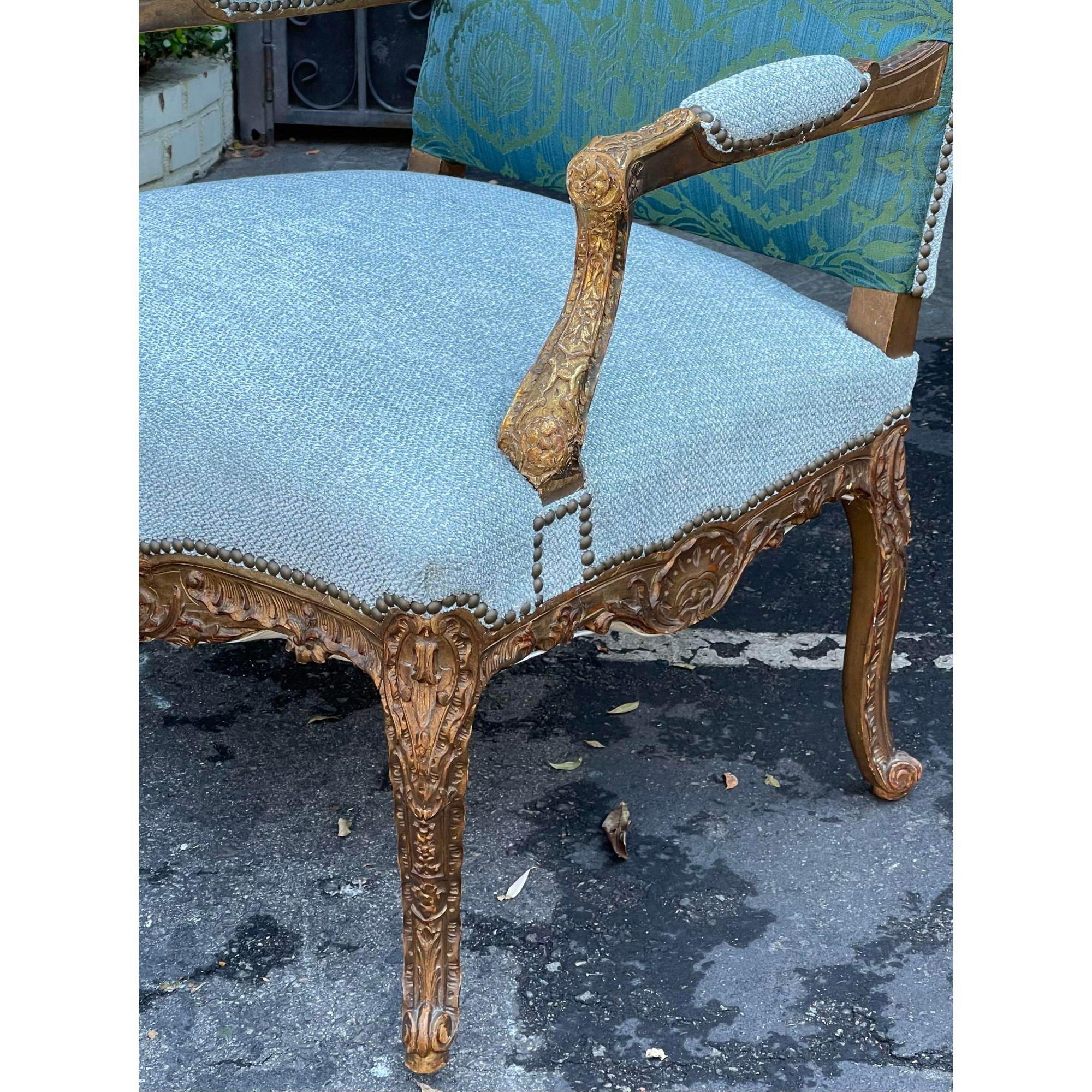 Antique Louis XV Style Giltwood Fauteuil Arm Chair, 19th Century 6