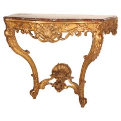 Antique Louis XV Style Giltwood (Gold Leaf) Marble Top Console Table