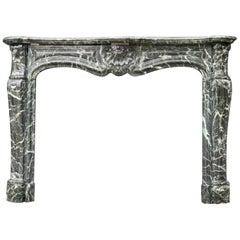 Antique Louis XV Style Green Marble Fireplace