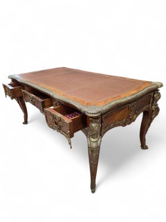 Antique Louis XV Style Inlaid Bureau Plat Writing Desk