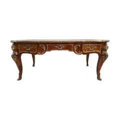 Antique Louis XV Style Inlaid Bureau Plat Writing Desk