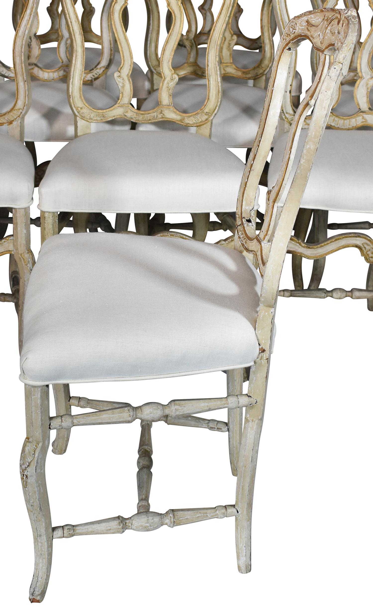 Italian Louis XV Dining Chairs, Set of 12, 18th Century