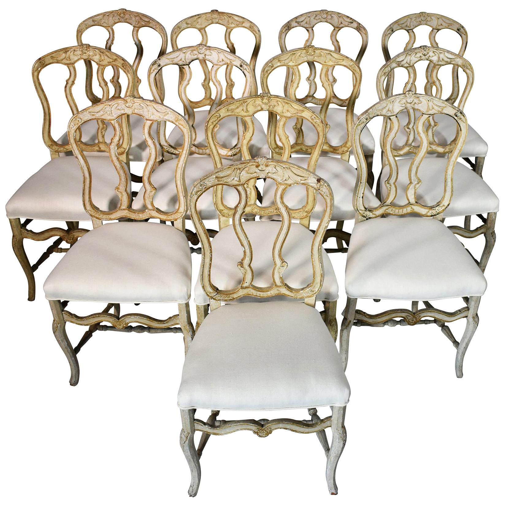 Louis XV Dining Chairs, Set of 12, 18th Century