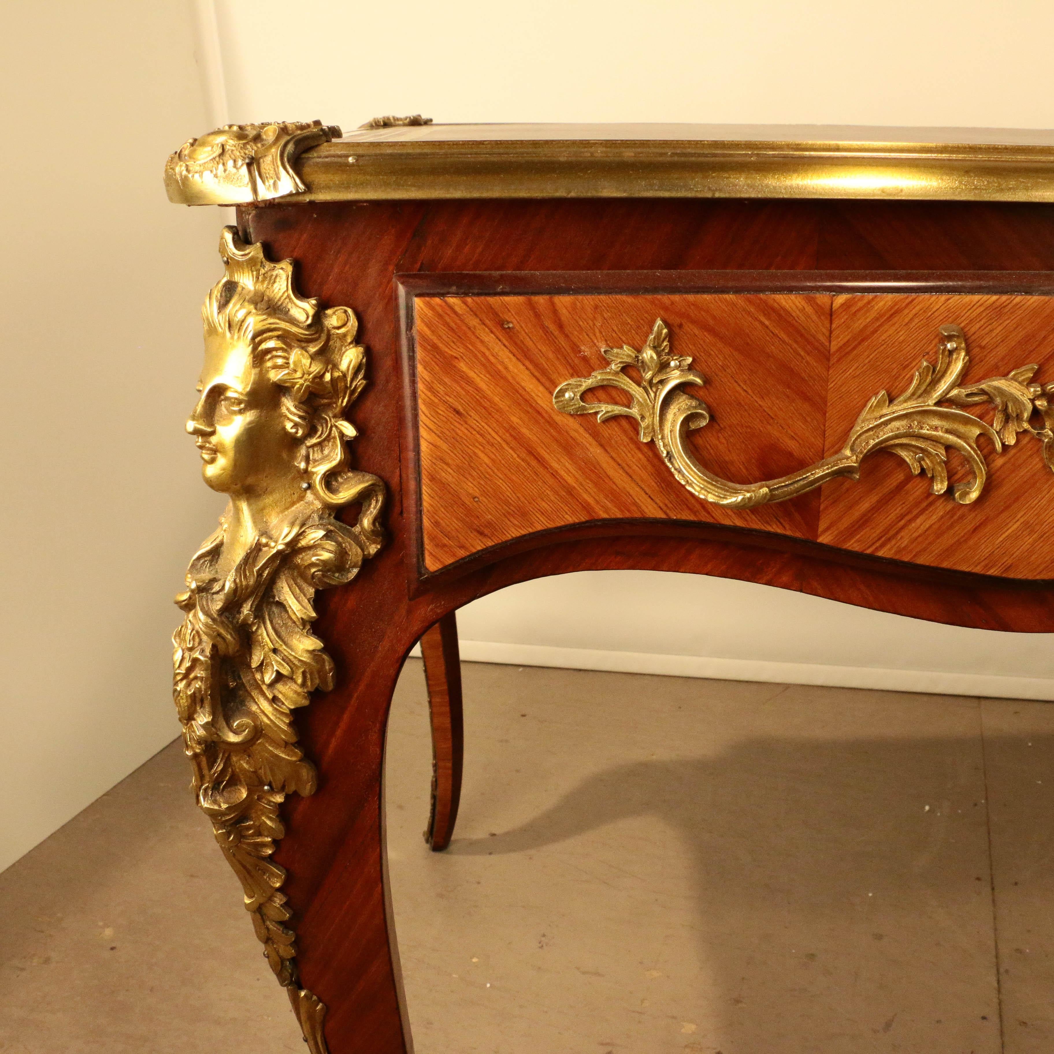 French Antique Louis XV Style Kingwood Bureau Plat
