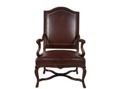 Antique Louis XV Style Leather Fauteuil Executive Desk Chair