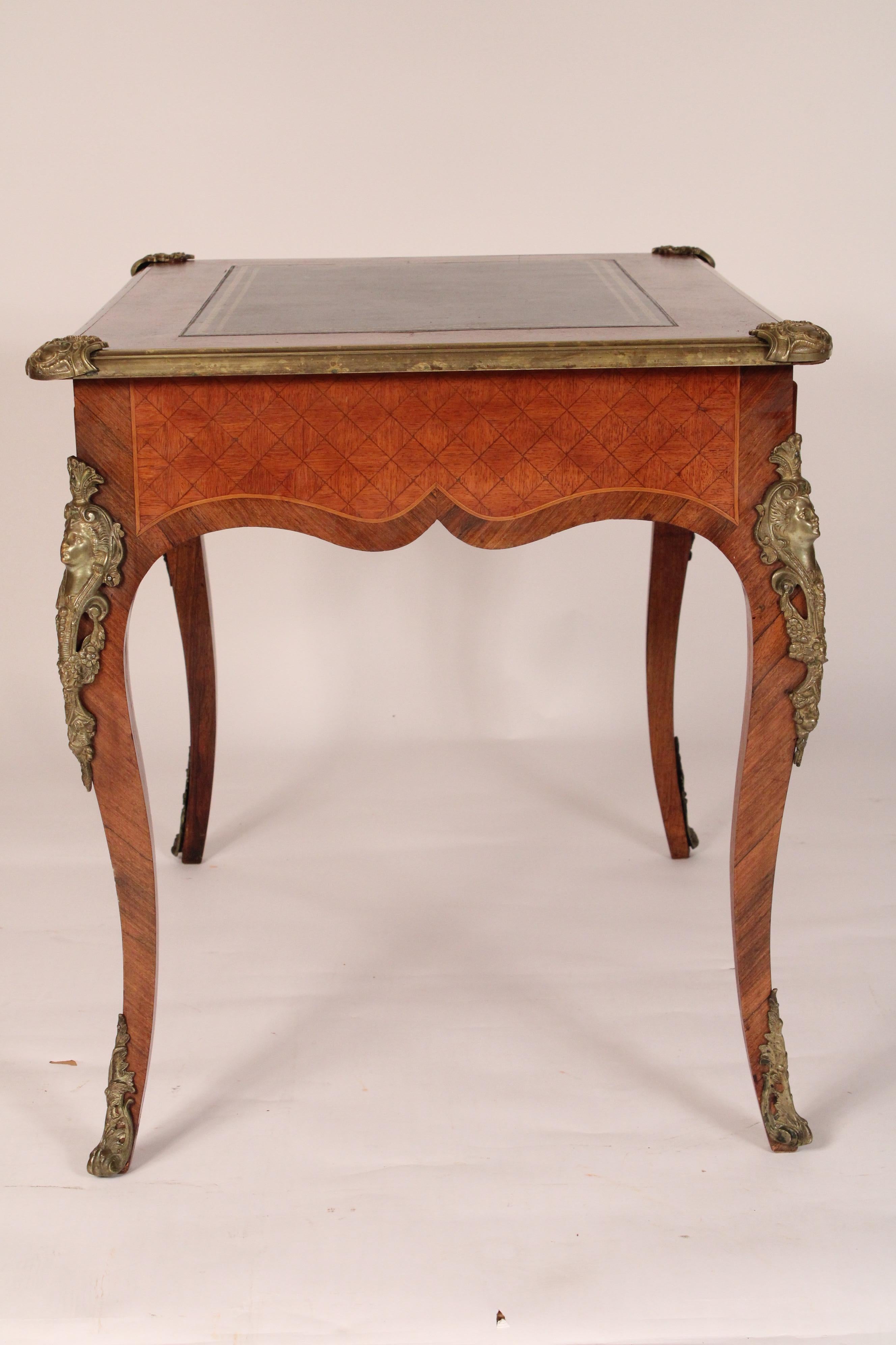 Early 20th Century Antique Louis XV Style Leather Top Desk For Sale