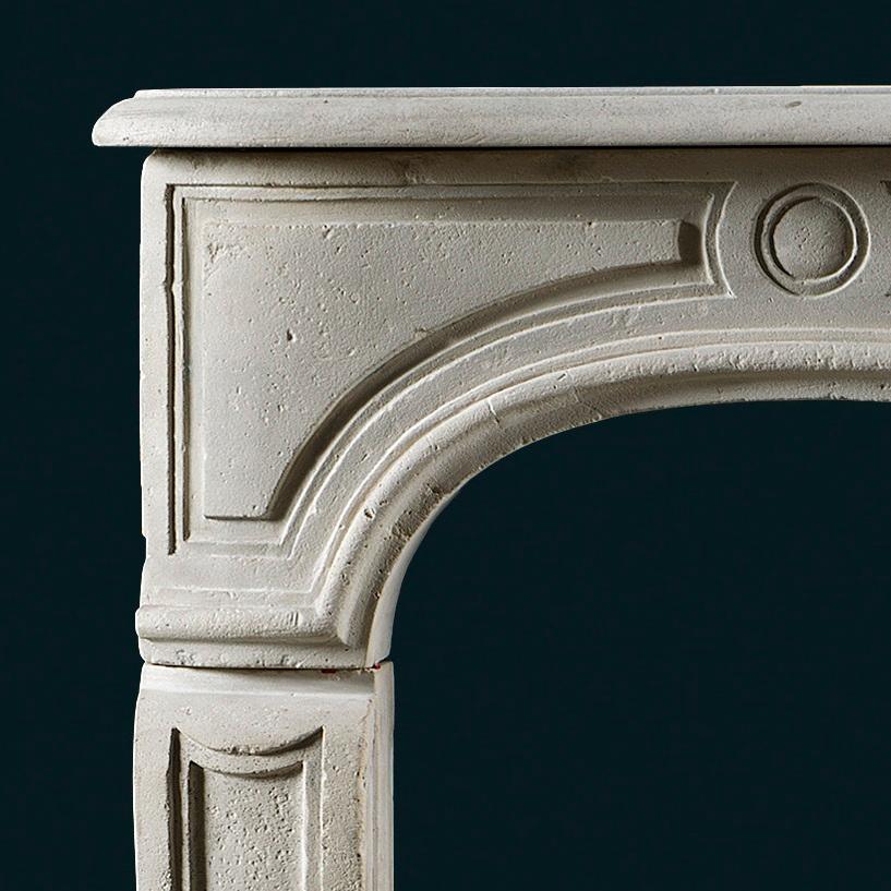 French Antique Louis XV Style Limestone Fireplace Mantel