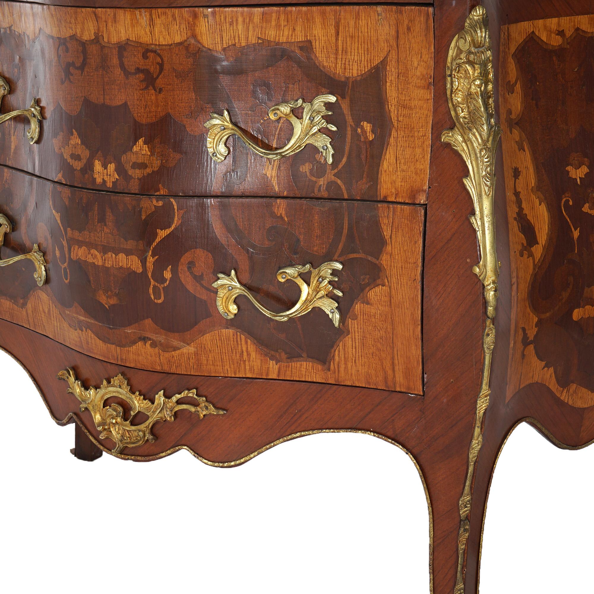 Antique Louis XV Style Marble, Ormolu, Satinwood & Kingwood Inlaid Commode 20thC For Sale 9
