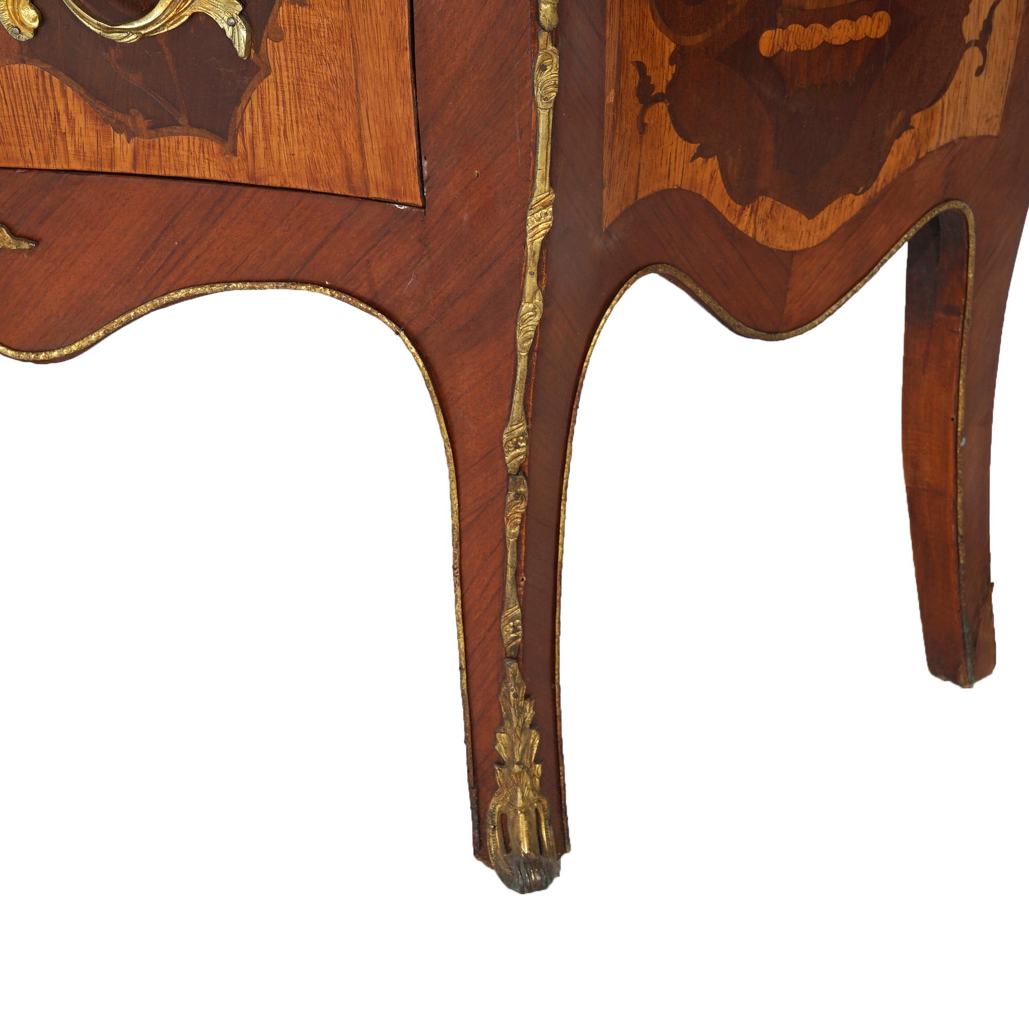Antique Louis XV Style Marble, Ormolu, Satinwood & Kingwood Inlaid Commode 20thC For Sale 10