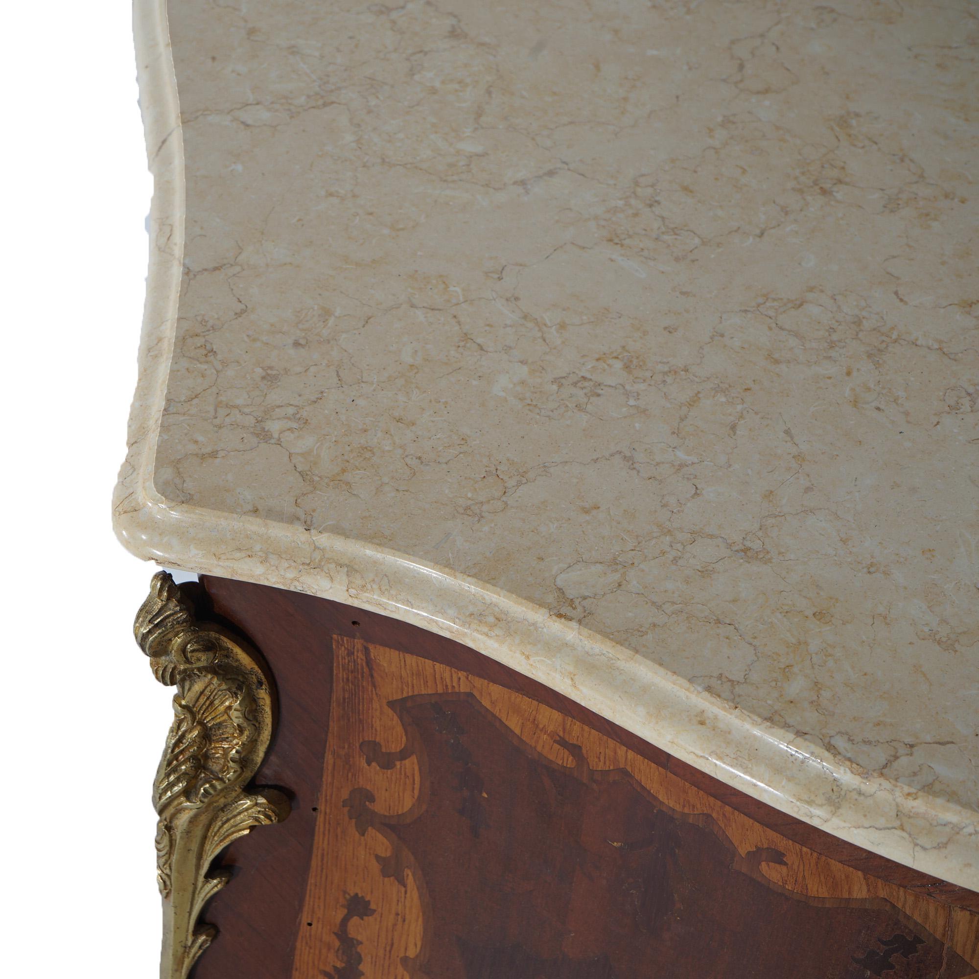 Antique Louis XV Style Marble, Ormolu, Satinwood & Kingwood Inlaid Commode 20thC For Sale 2