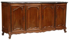 Antique Louis XV Style Marble-Top Walnut Sideboard